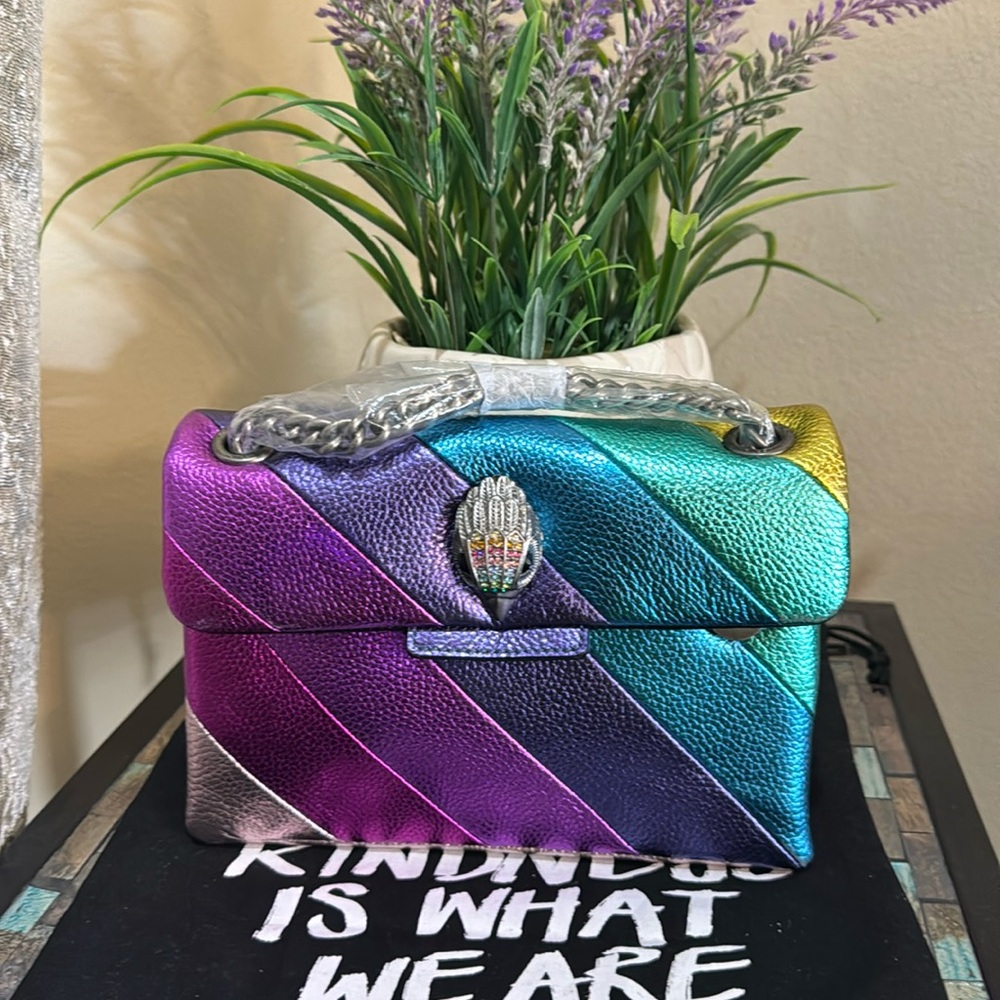 Kurt Geiger Rainbow Metallic Diagonal Stripe Shoulder Bag